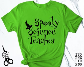 Spooky Science Teacher Halloween Shirt SVG|PNG| DXF|pdf clip art digitale download grafisch gesneden bestand