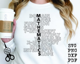 Math Teacher Shirt SVG|PNG|DXF|pdf clip art digital download graphic cut file| Math Vocabulary