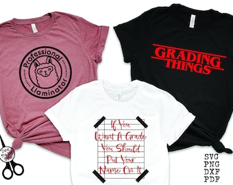 Teacher Shirt Bundle 4 SVG|PNG|DXF|pdf clip art digital download graphic cut file