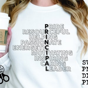 Principal Shirt SVG|PNG|DXF|pdf clip art digital download graphic cut file| Principal Vocabulary