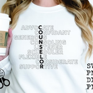 Counselor Shirt SVG|PNG|DXF|pdf clip art digital download graphic cut file| Counselor Vocabulary Shirt