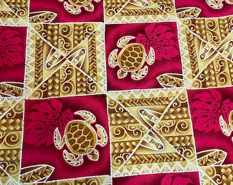 Polynesian Tapa Fabric - Tribal Hawaiian Cute and Unique Fabric Design - Sold by the Yard - Luxury Rayon Quality 45"