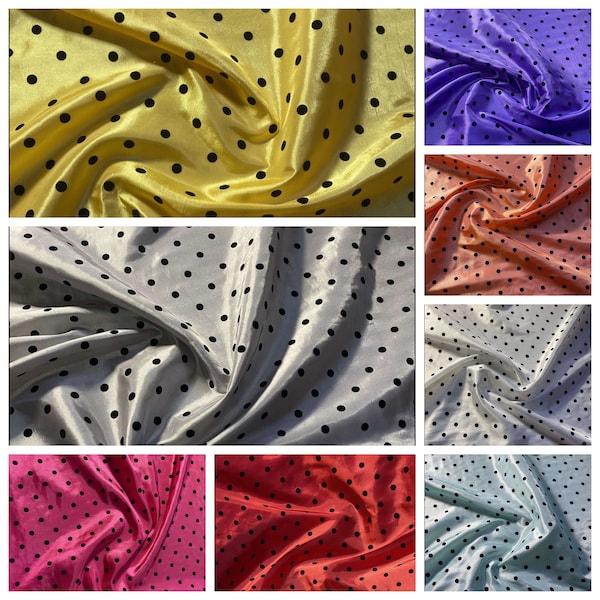 Polka Dot Taffeta Flocked Fabric for Dresses, Home Decor, Apparel, Curtains, ETC by the Yard (58") Soft Textured Polka Dots