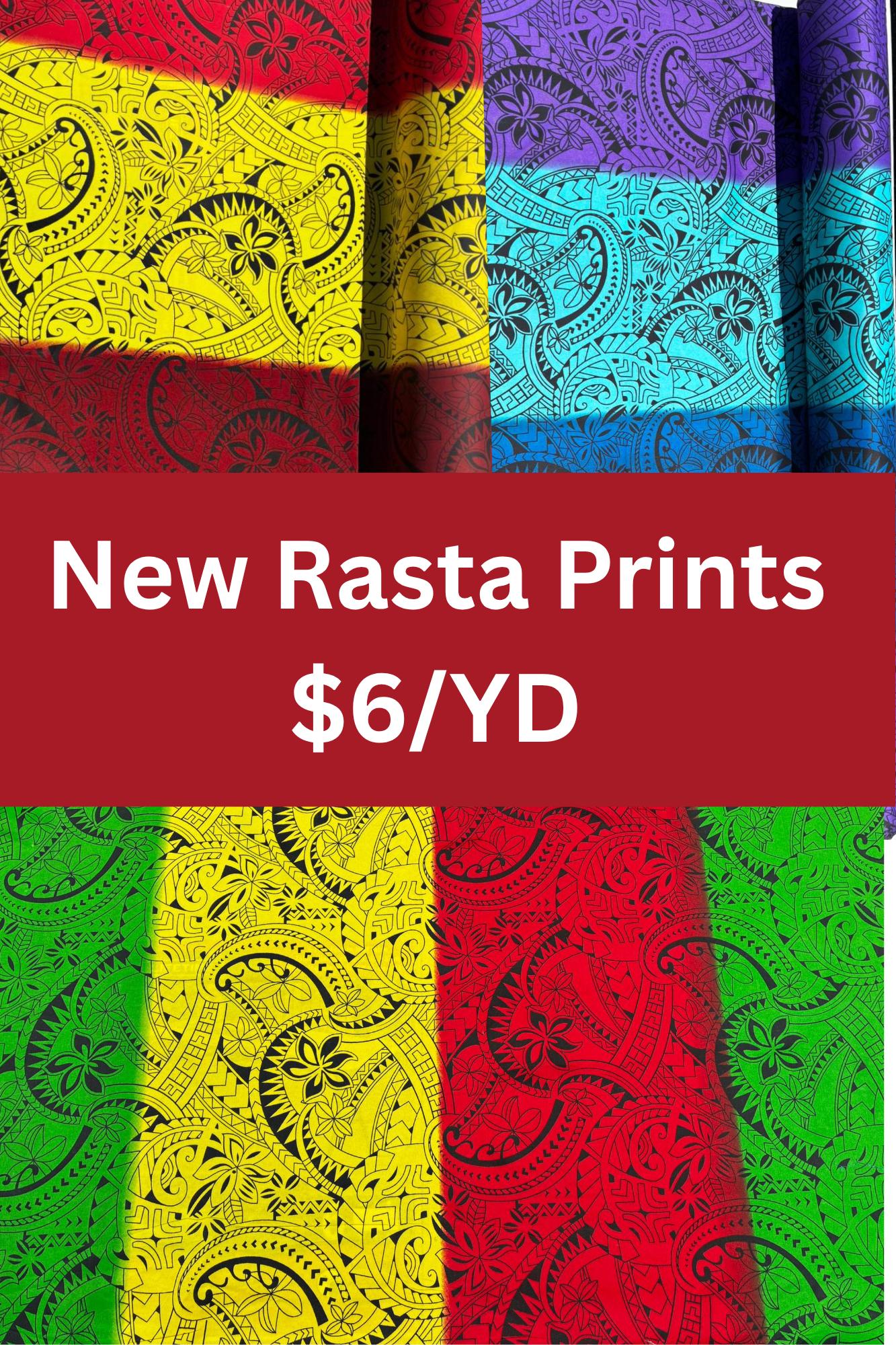 Polynesian Tribal Rasta Fabric – 45” Wide | Lightweight Soft Poly