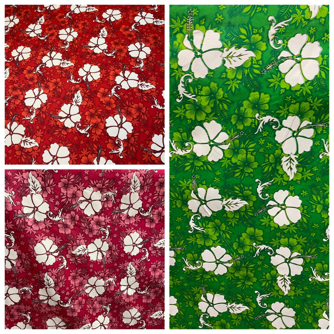 Hawaiian Print Luau Floral Hibiscus Poly Cotton Feeling Fabric 60