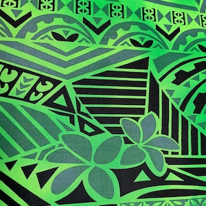 Polynesian Tapa Fabric - Tribal Hawaiian Cute and Unique Fabric Design - Sold by the Yard - Luxury Rayon Quality 45&quot;