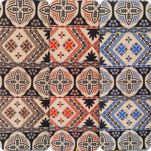 Fiji Islander Fabric 100% Cotton Tapa Print Fabric – 45&quot; Wide, Sold by the Yard | Featuring Polynesian, Micronesian, and Melanesian Designs