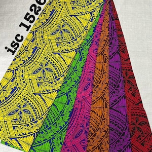 GTEX Collection ISC 1526 - Polynesian Fabric - Tribal Tattoo, Hawaiian, Island Fabric - Sold by the Yard - Rayon Fabric 45&quot; - New Design