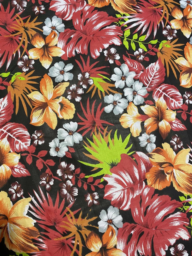 GTEX Collection C111 - Hawaiian Print Luau Floral All Over Design - Poly Cotton Fabric 60" image 9