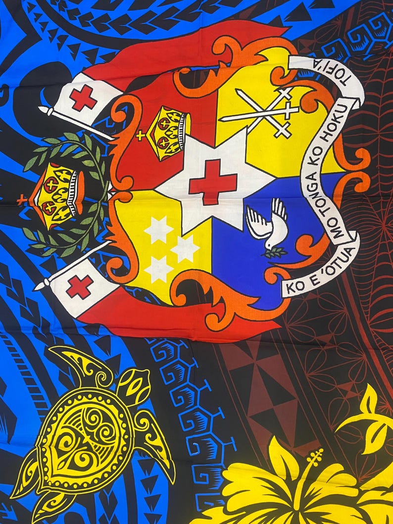 Tonga Turtle Exquisite Tongan Seal Sarong: Tribal Elements & Turtle Design, 70