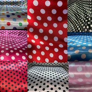 Polka Dot Tablecloth Drapery Apparel Fabric, Printed Charmeuse Satin 60" 100% Polyester Sold By The Yard