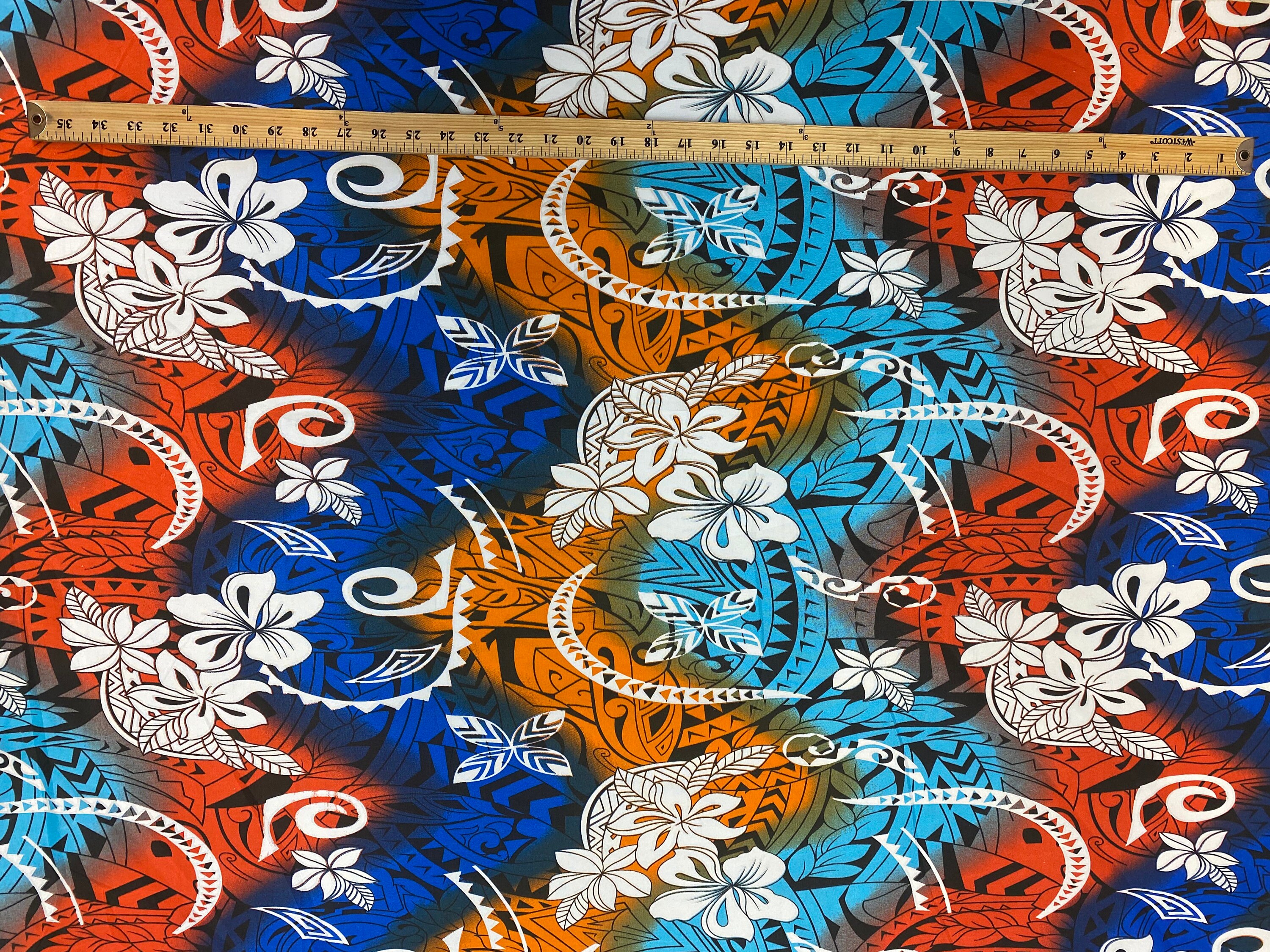 ラ*ー様 お安く!⭕️Custom hawaiian fabric◎Pivot◎ New Aloha Print - Water Color Tropical Polynesian Hawaiian Fabric