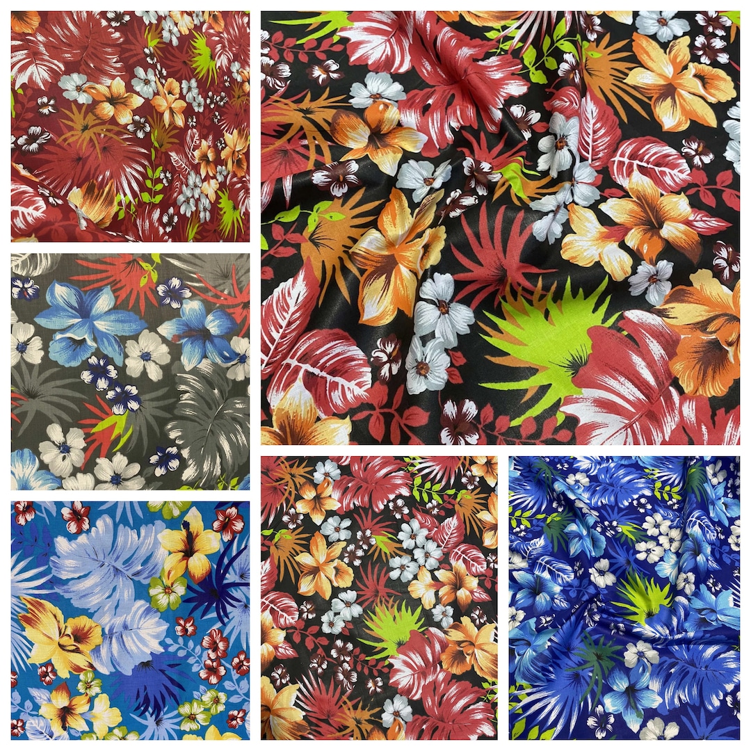 GTEX Collection C111 - Hawaiian Print Luau Floral All Over Design