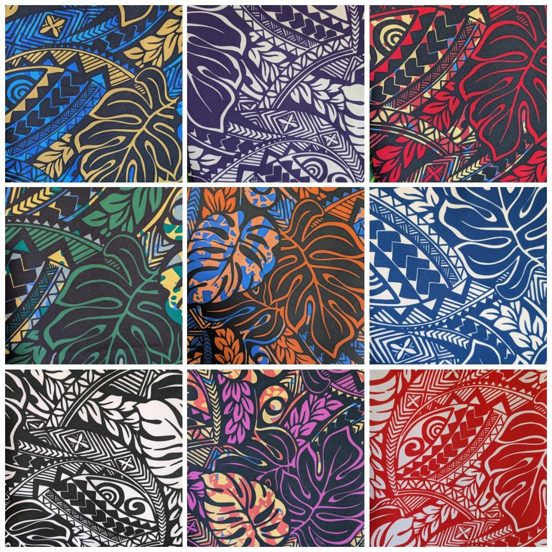 Premium 58” Wide Mini Matt Fabric – Polynesian Monstera Print – Tropical Island Design – Tonga, Samoa – Limited Edition