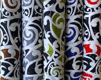 GTEX Collection - Island Print Tropical Hawaiian Tribal Polynesian Print 100% Cotton Fabric 45" Sold By The Yard