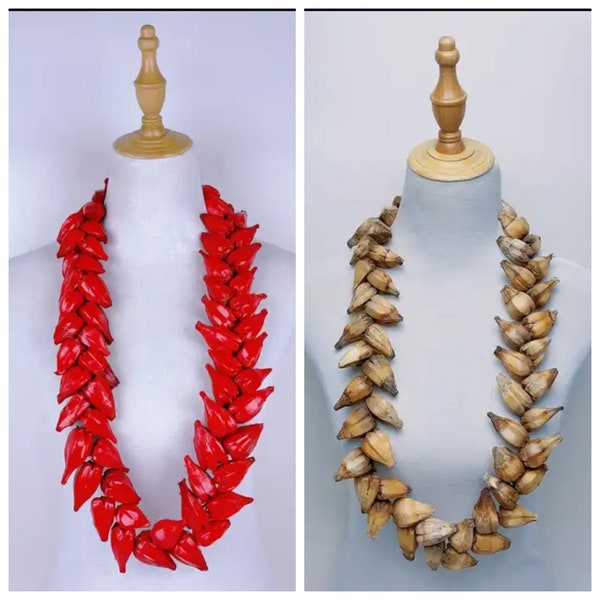 Polynesian, Samoan, Tongan Men's Traditional - Ula Fala Necklace - Natural Seed Jewelry Neckpiece Design - 40" Length - Handmade