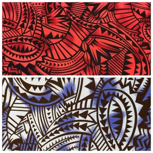 Polynesian Tapa Fabric - Tribal Tattoo Hawaiian Cute and Unique Fabric Design - Sold by the Yard - Luxury Cotton Quality 45&quot;