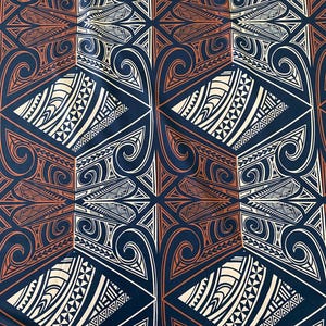 Polynesian Tribal Tattoo Fabric – Brown & Black | Samoan, Tongan, Fijian Islander Print | PeachSkin Material – 58&quot; Wide - Sold By The Yard