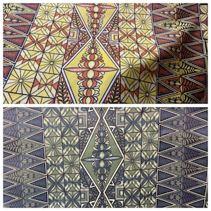 Polynesian Tapa Print, Tribal, Block Print, Polyester Fabric 45&quot; - HD Design Island Fabric