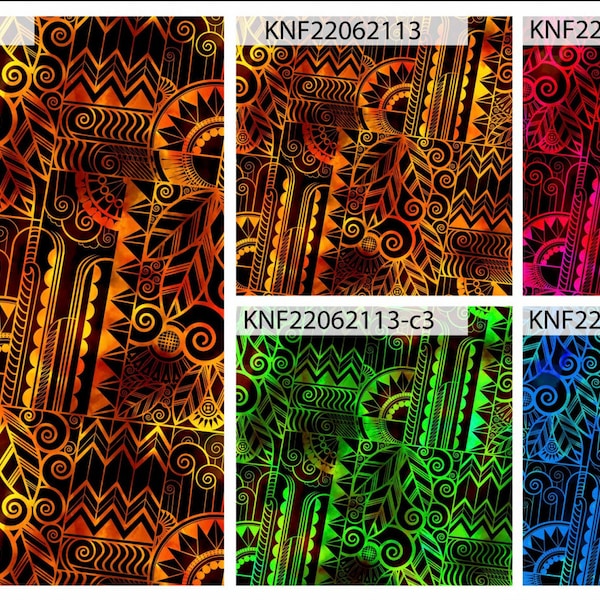 GTEX Collection KNF-13 - Polynesian Fabric -Digital Tribal Tattoo, Island Fabric - Sold by the Yard - FDY Peachskin Fabric 58" - New Design