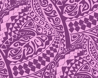 Polynesian Tribal Fabric – Pink and Magenta 100% Cotton, 44” Wide Island Print by the Yard