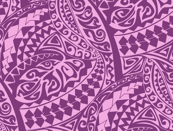Polynesian Tribal Fabric – Pink and Magenta 100% Cotton, 44” Wide