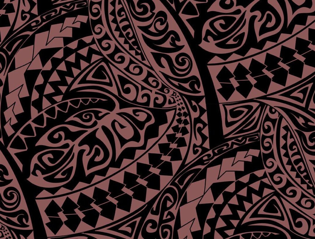 Tim　　　TRIBAL FABRICS Polynesian Tribal Fabric – Plum and Black 100% Cotton, 44” Wide