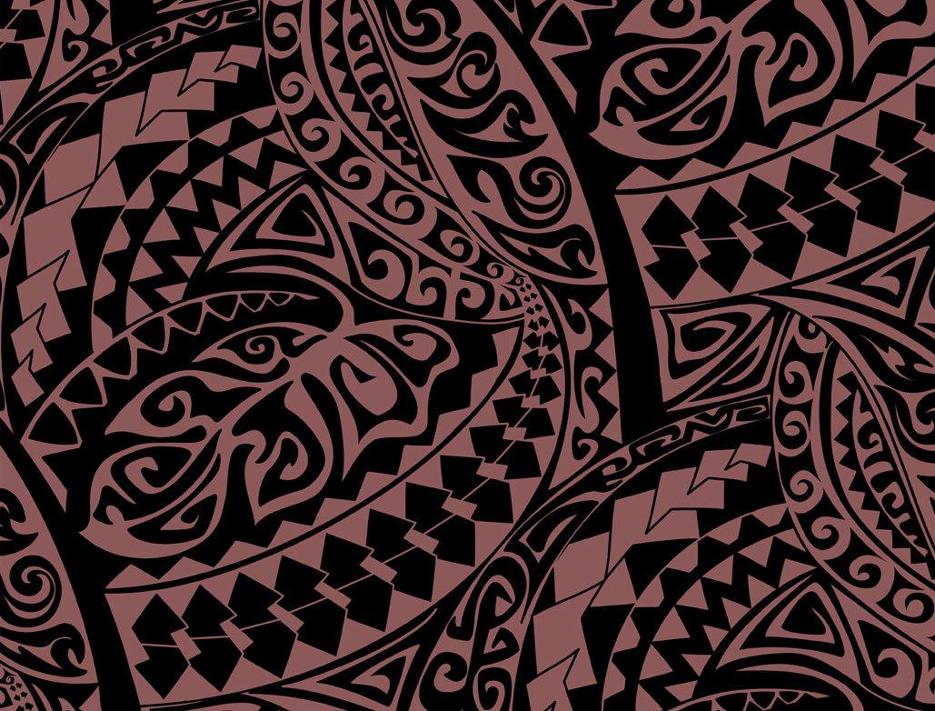 Polynesian Tribal Fabric – Plum and Black 100% Cotton, 44” Wide