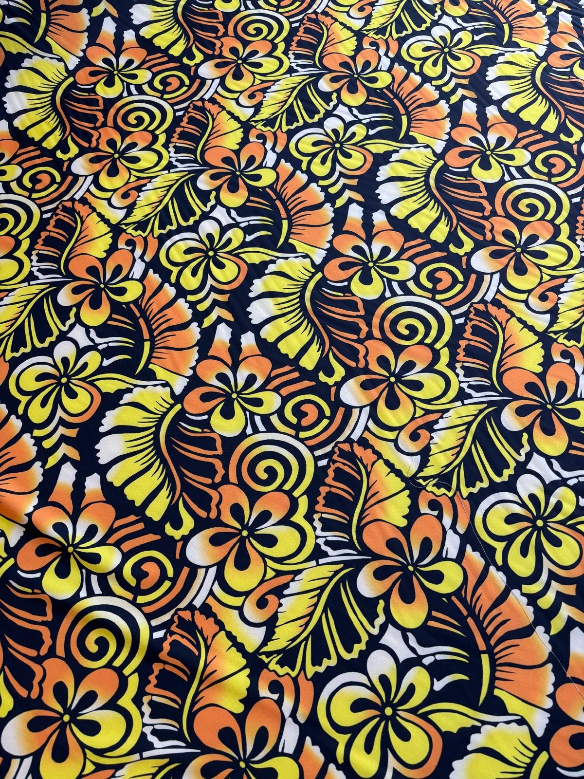 New Polynesian Tribal & Floral Fabric - Islander Design - Peach