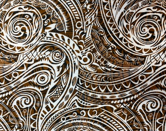 GTEX Collection - Polynesian Fabric -Tribal Tattoo Fabric, Samoan Print - Sold by the Yard - 100% Cotton Fabric 45" - New Tribal Design