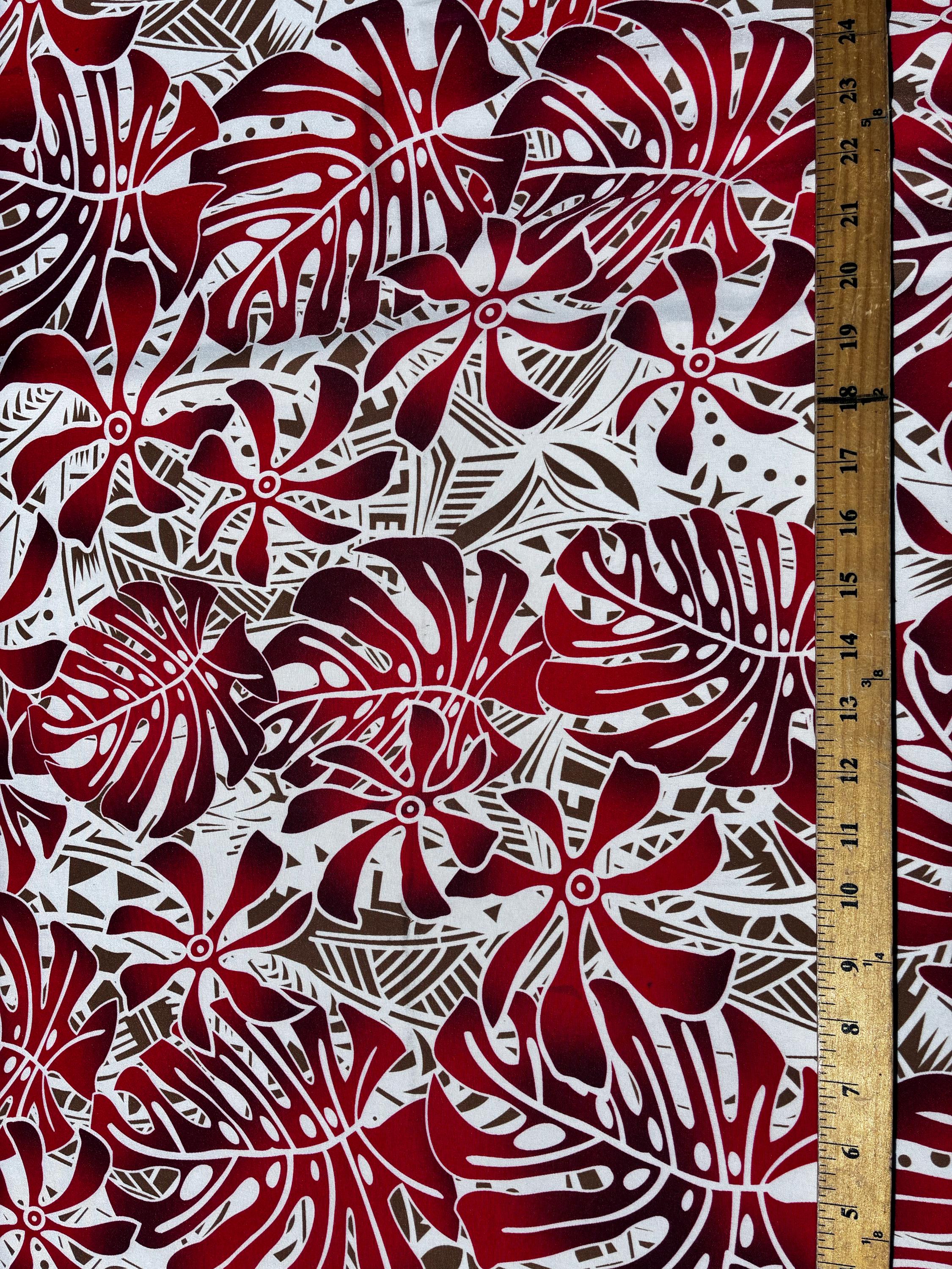 Hawaiian Tropical Hibiscus Polynesian Fabric - Peach Skin Fabric