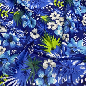 GTEX Collection C111 - Hawaiian Print Luau Floral All Over Design - Poly Cotton Fabric 60" image 2