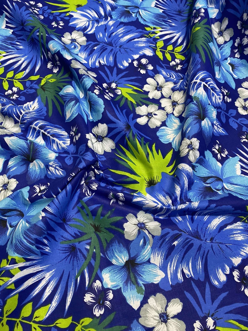 GTEX Collection C111 - Hawaiian Print Luau Floral All Over Design - Poly Cotton Fabric 60" image 2