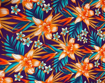 Polynesian Tapa Fabric - Plumeria Hawaiian Cute and Unique Fabric Design - Sold by the Yard - Luxury Rayon Quality 45"