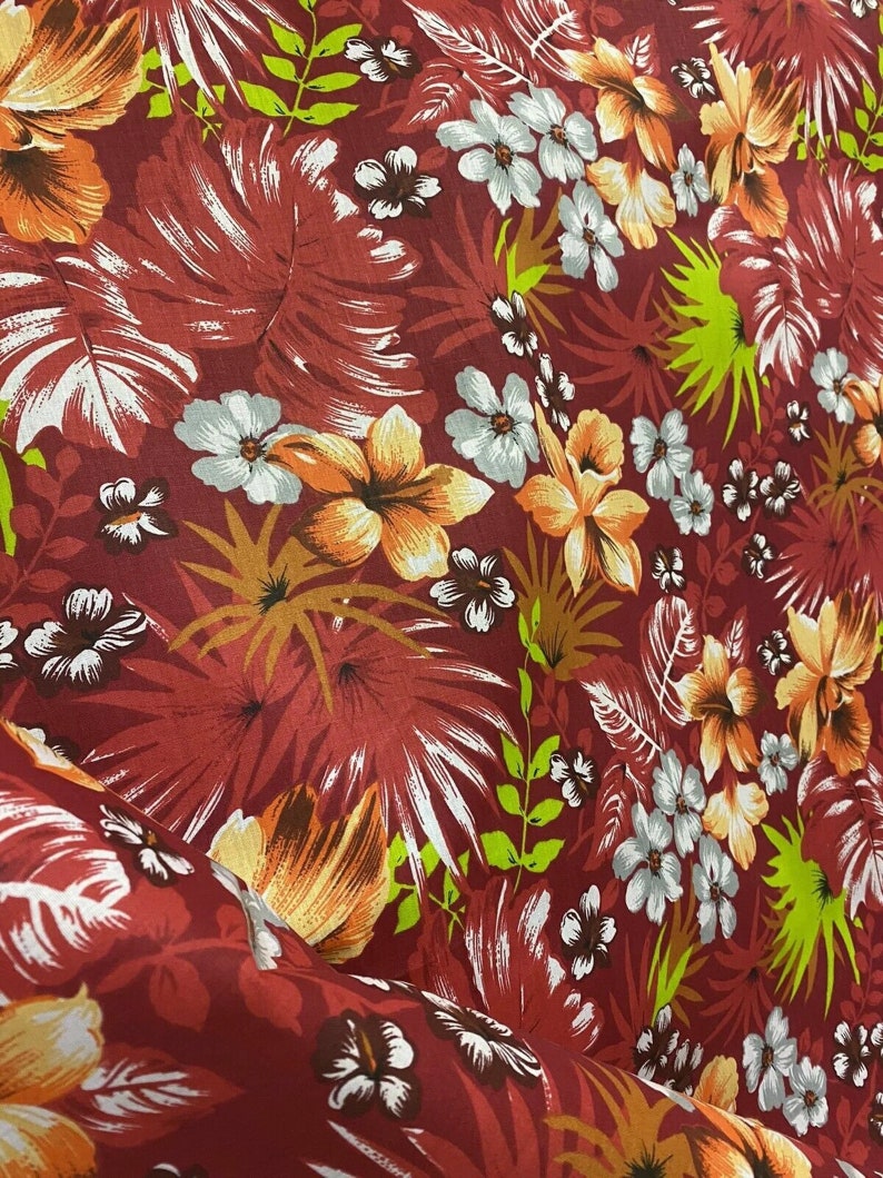 GTEX Collection C111 - Hawaiian Print Luau Floral All Over Design - Poly Cotton Fabric 60" image 5