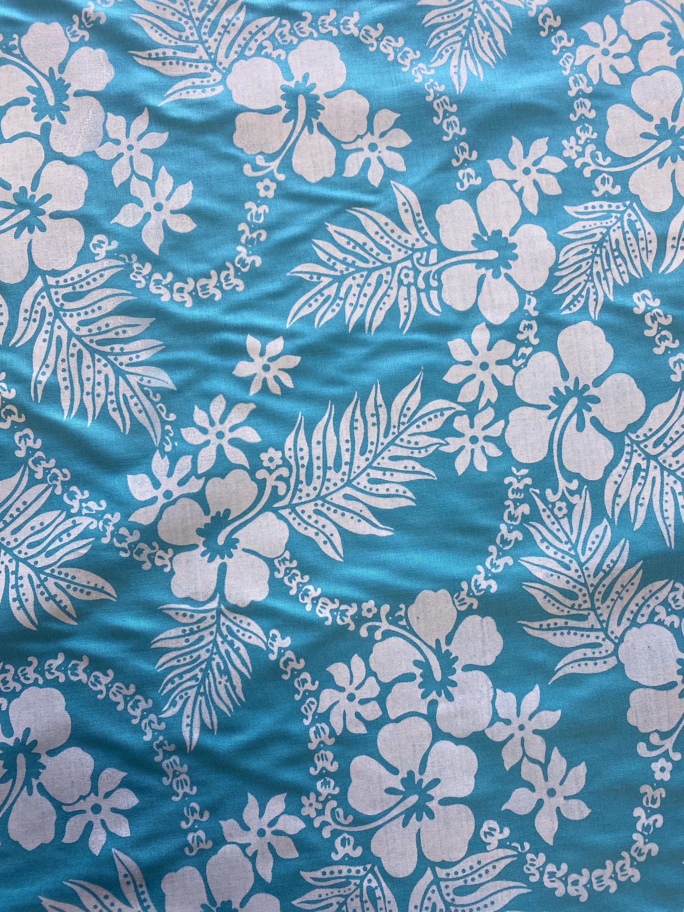 ラ*ー様 お安く!⭕️Custom hawaiian fabric◎Pivot◎ Polynesian Cotton Fabric by the Yard – Turquoise & White Hawaiian
