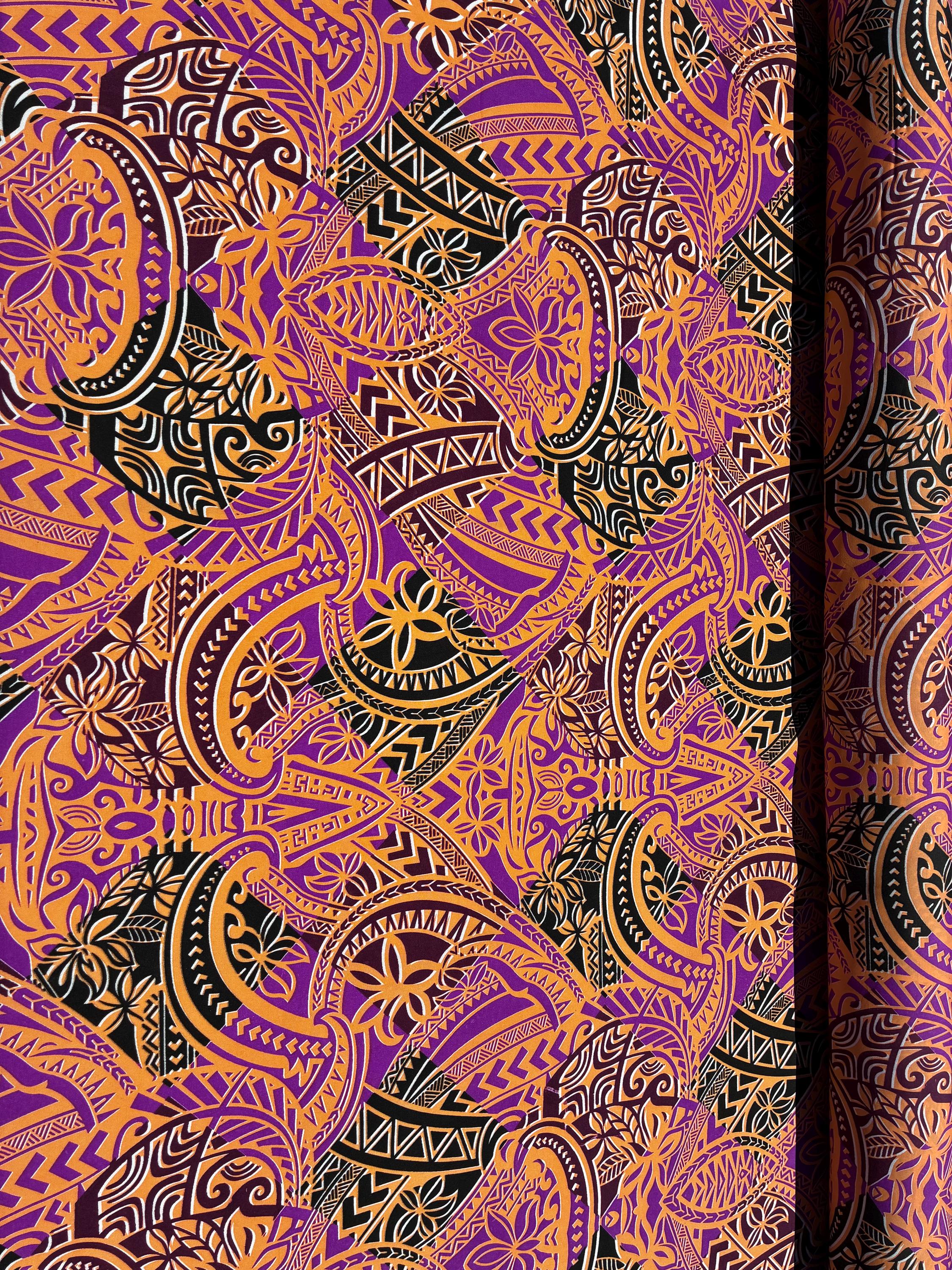 Polynesian Tribal Fabric – Island Print | 45” Wide | Lightweight