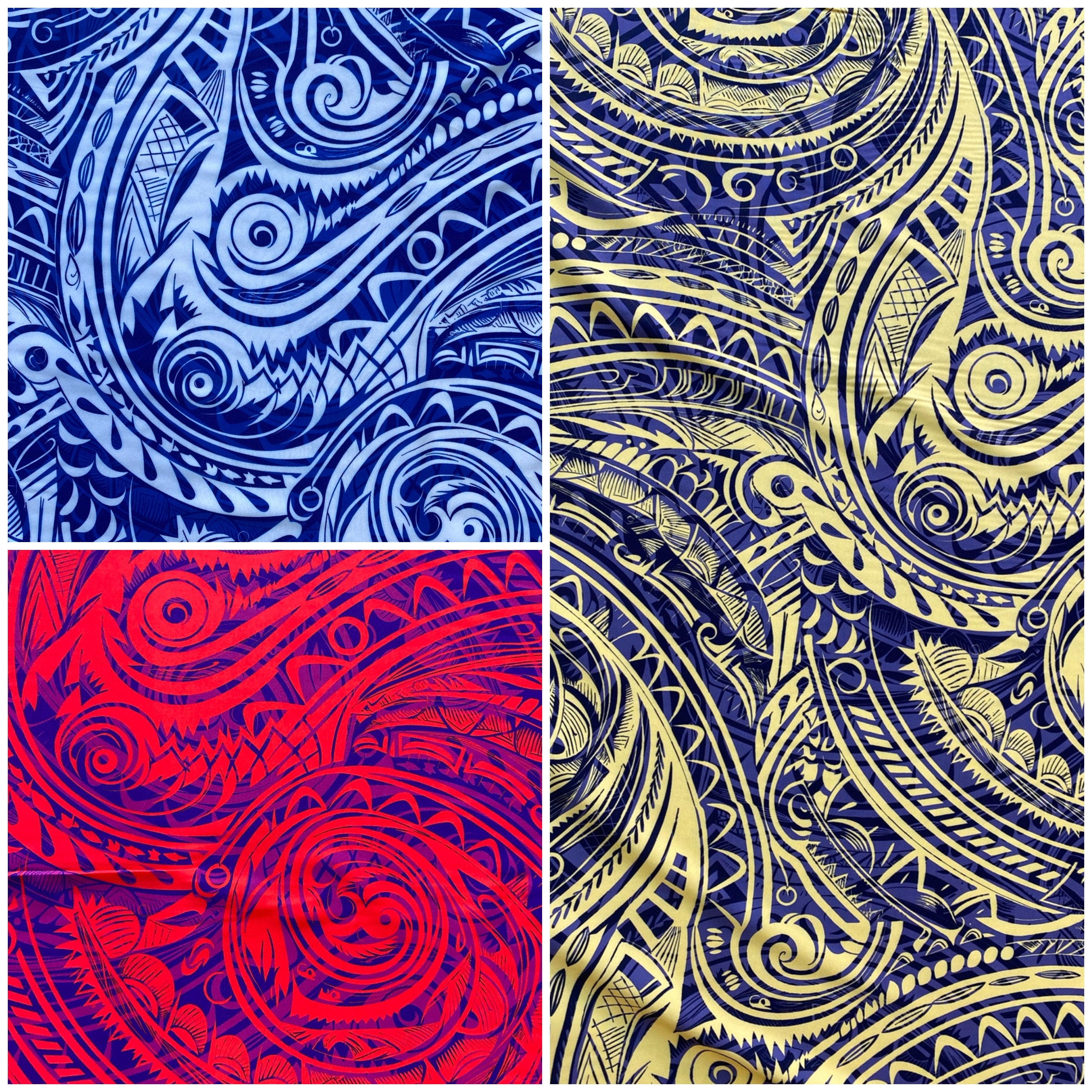 New Tactical Tribal Tattoo Polynesian Fabric - Peach Skin Fabric