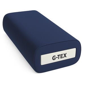 May include: A navy blue rectangular object with rounded edges. A white rectangular label is recessed into the surface, displaying the text "G-TEX" in black, sans-serif font. The object appears to be made of a smooth, solid material.