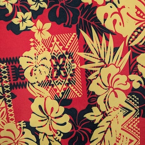 High-Quality 58” Wide Mini Matt Fabric – Polynesian Island Print, Monstera Tropical Plant – Vibrant Colors – Tonga, Samoa - Sold By The Yard