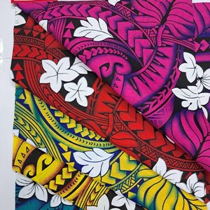 Roll, Bolt - Polynesian Elegance: 36" Polyester Fabric with Poly Cotton Feel– Tropical and Floral Fusion- Made In Thailand - Wholesale Price