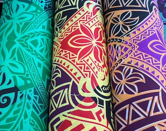 Polynesian Tribal Fabric – Island Print | 45” Wide | Lightweight Poly Cotton Feel | 100% Polyester | Sold by Yard or Roll