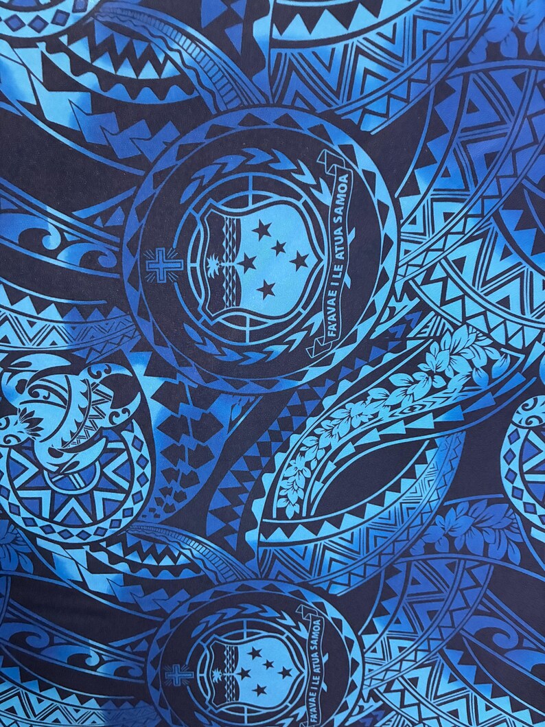 West Samoan Tribal Print Fabric - Polynesian Design - Peach Skin Fabric ...