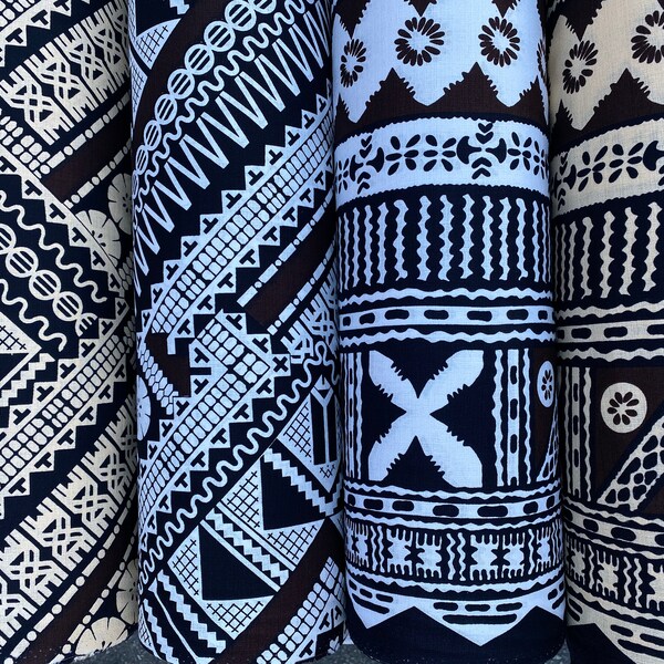 GTEX Collection B800 - Polynesian Tapa Fabric, Block Print Design, Island Fabric, High Quality Vibrant New Design, Traditional - Bark Cloth