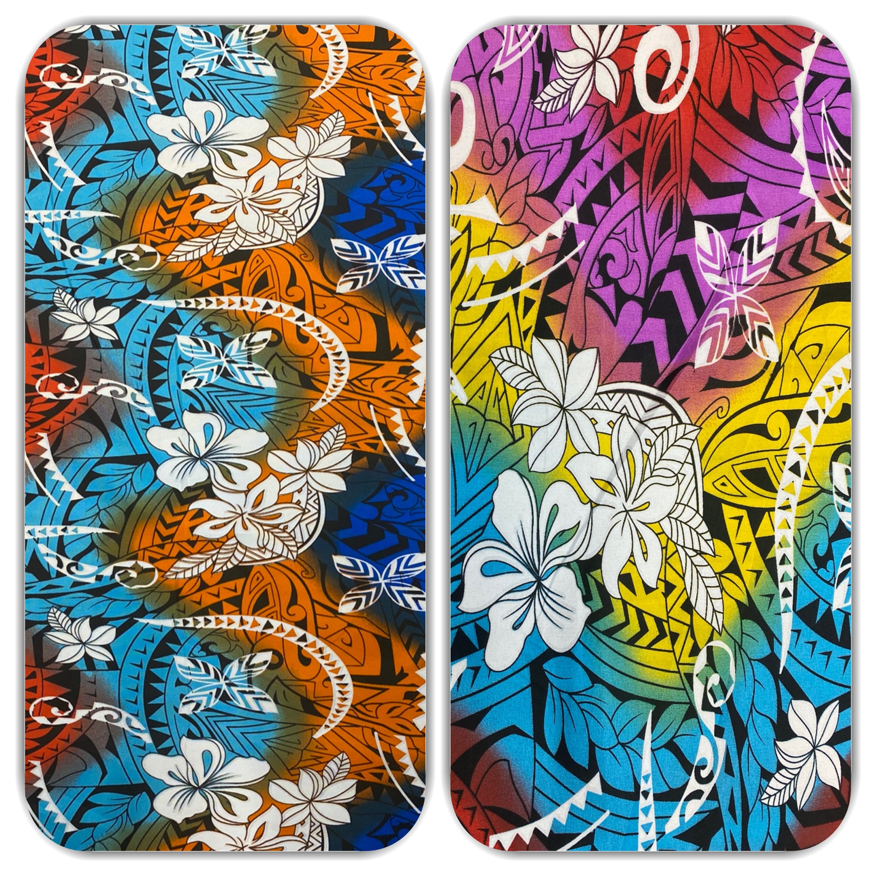 New Aloha Print - Water Color Tropical Polynesian Hawaiian Fabric by The Yard or Roll 45" Wide