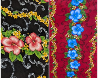 Hawaiian Print Luau Floral Hibiscus Fabric 45" Sold By The Yard