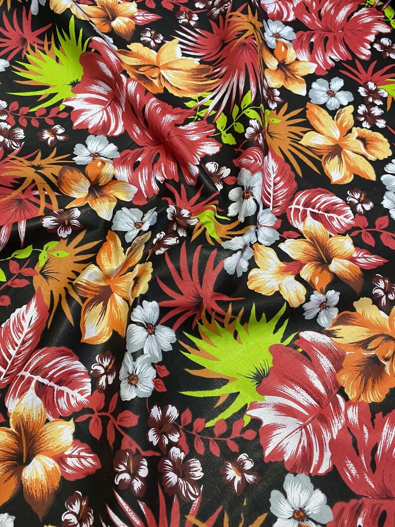 GTEX Collection C111 - Hawaiian Print Luau Floral All Over Design - Poly Cotton Fabric 60" image 8