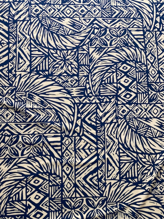 Hawaiian Tropical Tapa Tribal Print Polynesian Fabric - Peach Skin