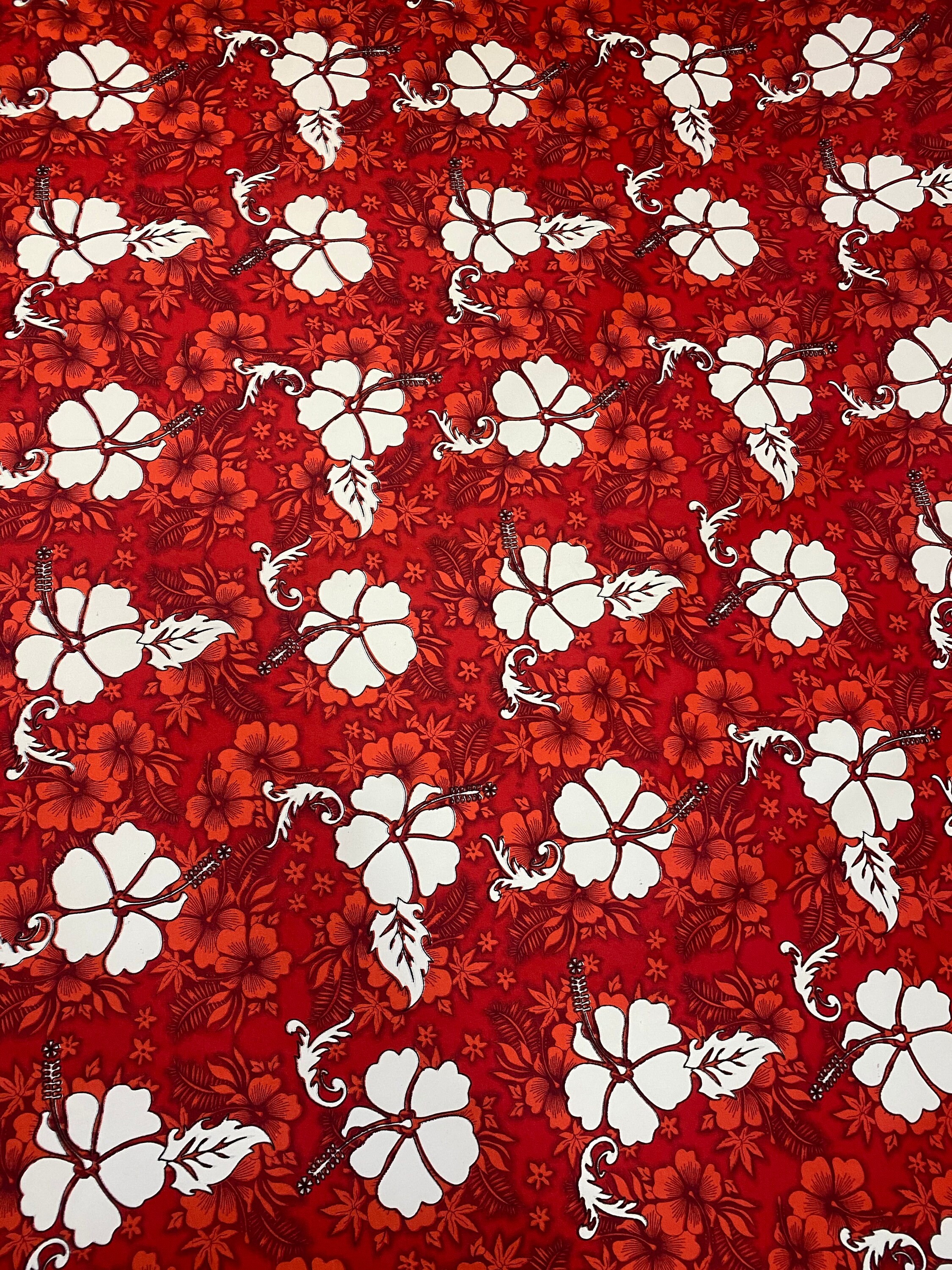 Hawaiian Print Luau Floral Hibiscus Poly Cotton Feeling Fabric 60
