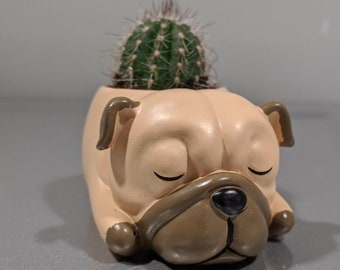 Cute Dog Flowerpot Resin Succulent Planter Desk Mini Ornament Pug
